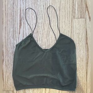 Army green cropped tank
